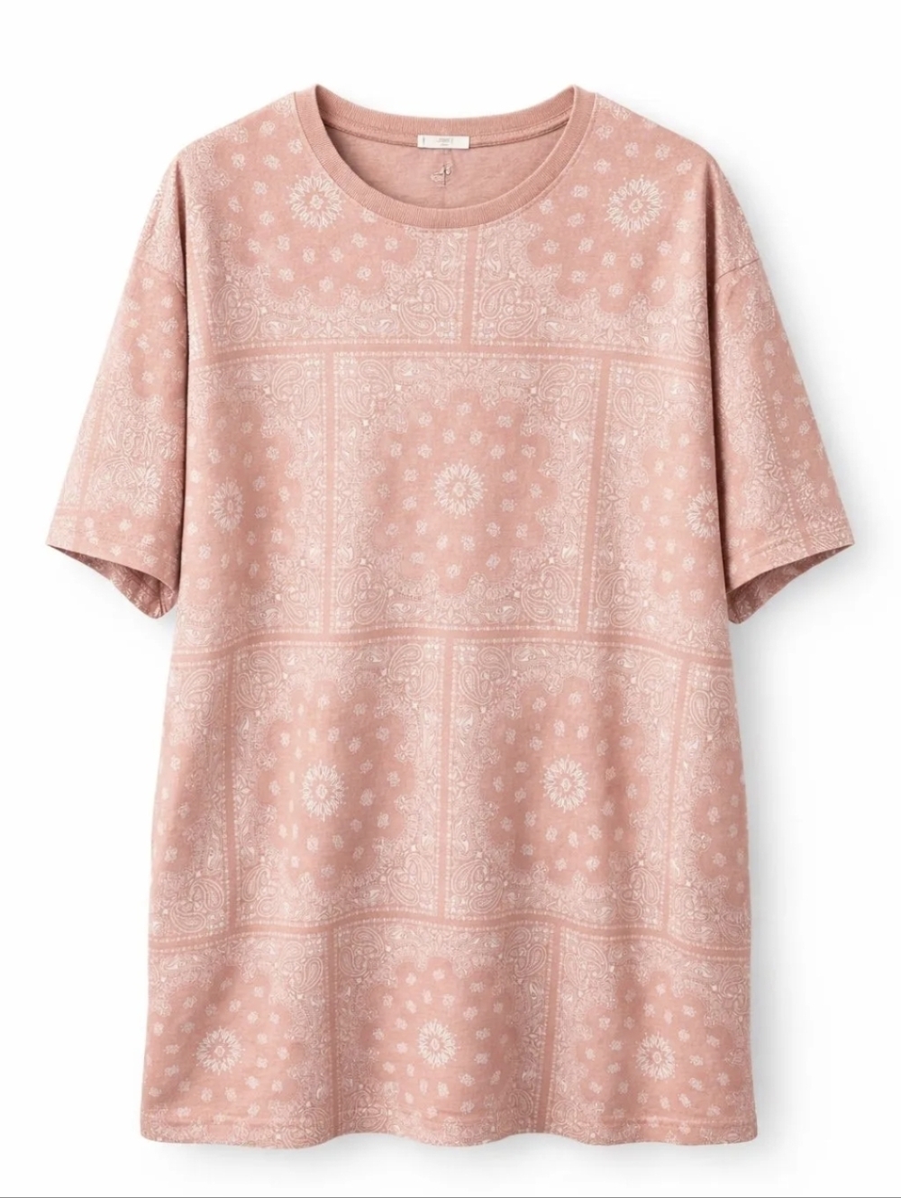 Easel Pink Bandana Print Short Sleeve Tee Dress Large